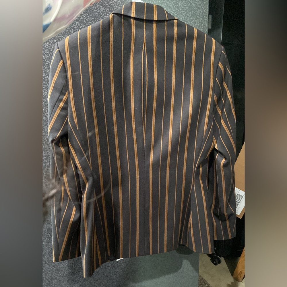 ASOS DESIGN skinny suit jacket in tobbaco stripe - Picture 7 of 9